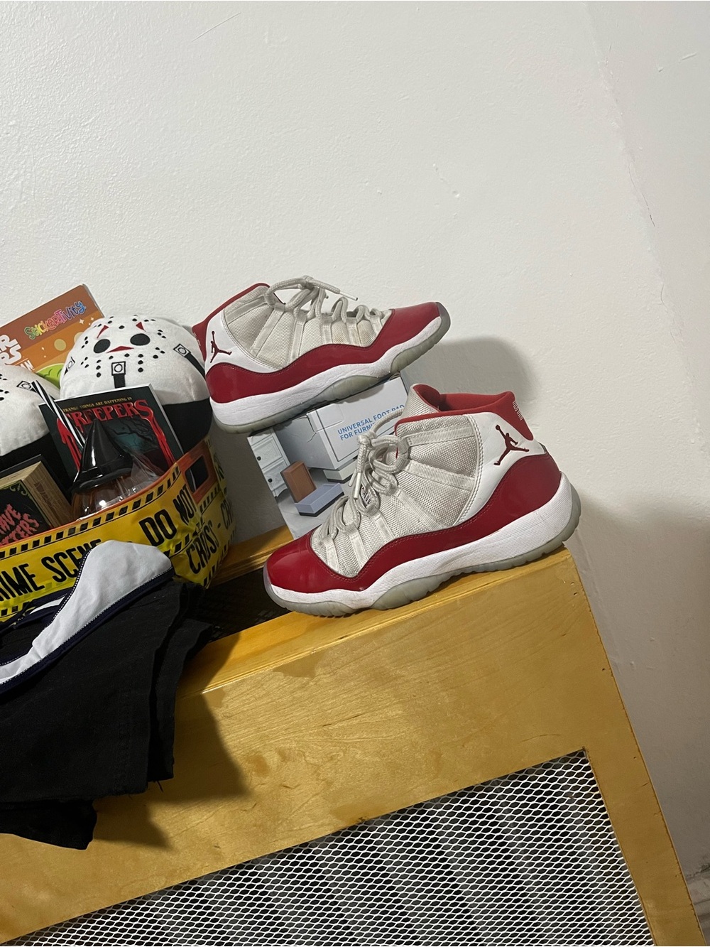 Jordan Kids White and Red High-Top Sneakers